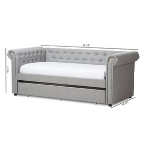 Baxton Studio Mabelle Modern and Contemporary Grey Fabric Trundle Daybed