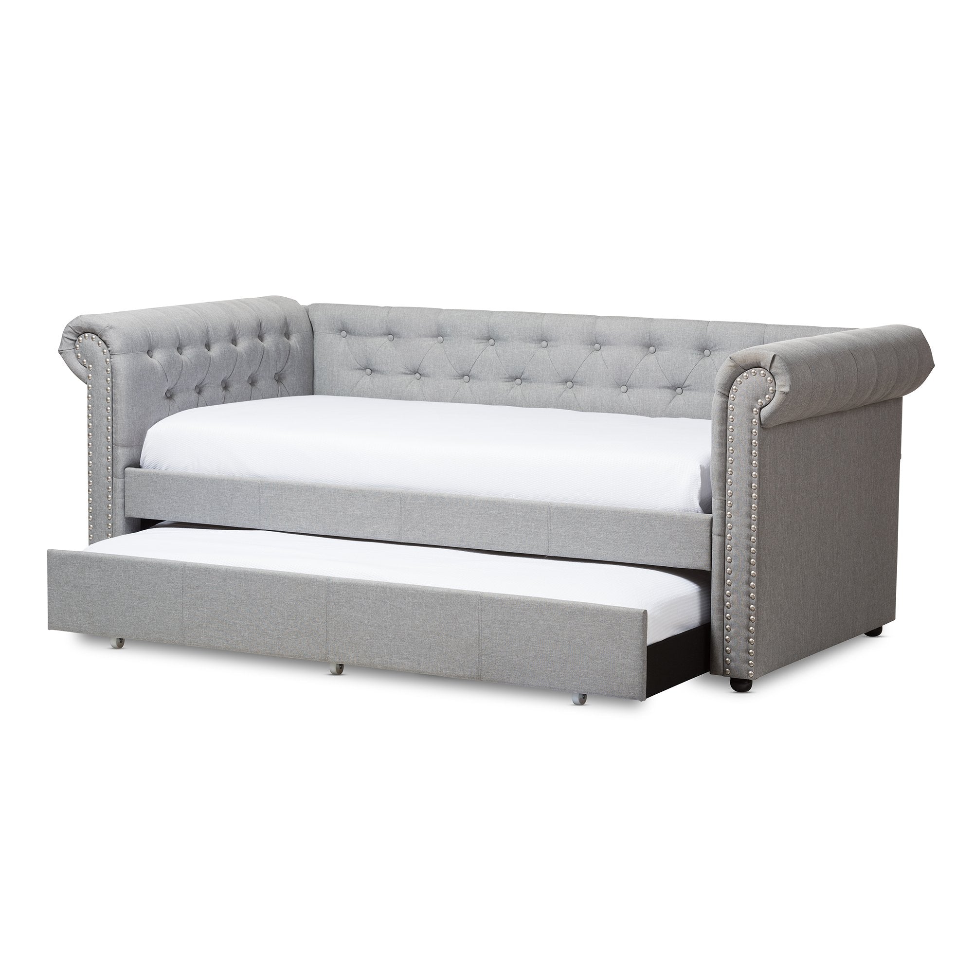 Baxton Studio Mabelle Modern and Contemporary Grey Fabric Trundle Daybed