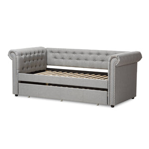 Baxton Studio Mabelle Modern and Contemporary Grey Fabric Trundle Daybed