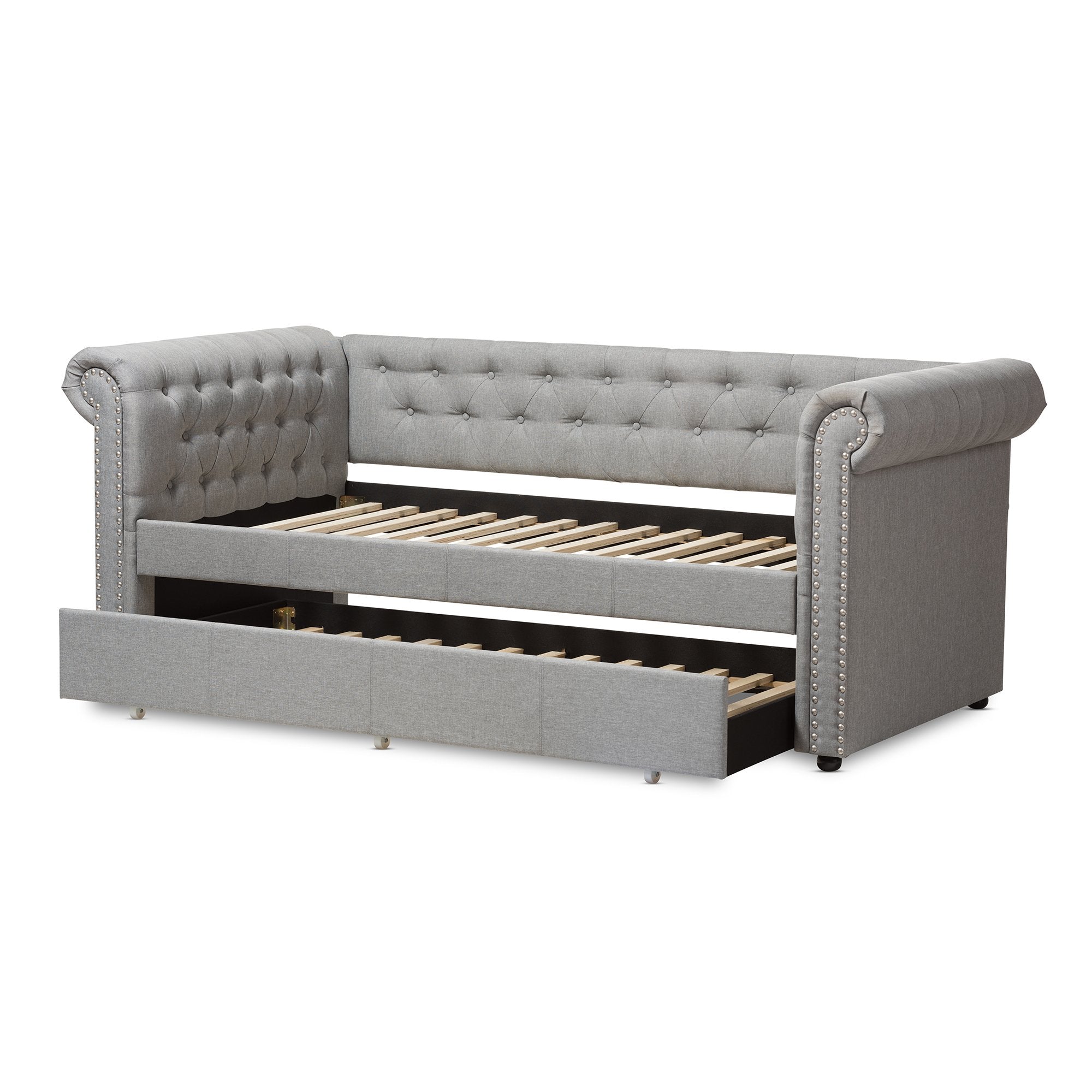 Baxton Studio Mabelle Modern and Contemporary Grey Fabric Trundle Daybed