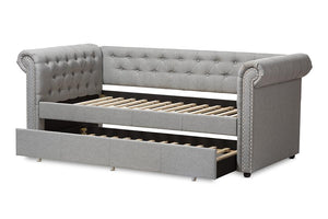 Baxton Studio Mabelle Modern and Contemporary Grey Fabric Trundle Daybed