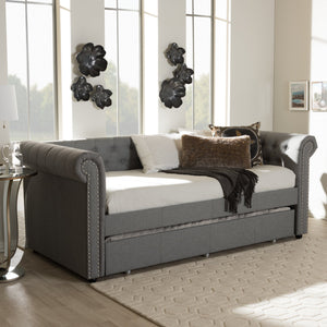 Baxton Studio Mabelle Modern and Contemporary Grey Fabric Trundle Daybed