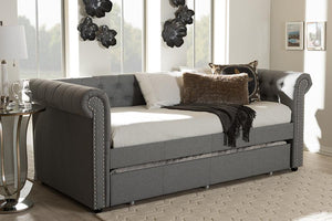 Baxton Studio Mabelle Modern and Contemporary Grey Fabric Trundle Daybed