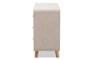 Baxton Studio Jonesy Mid-Century Beige Linen Upholstered 6-Drawer Dresser