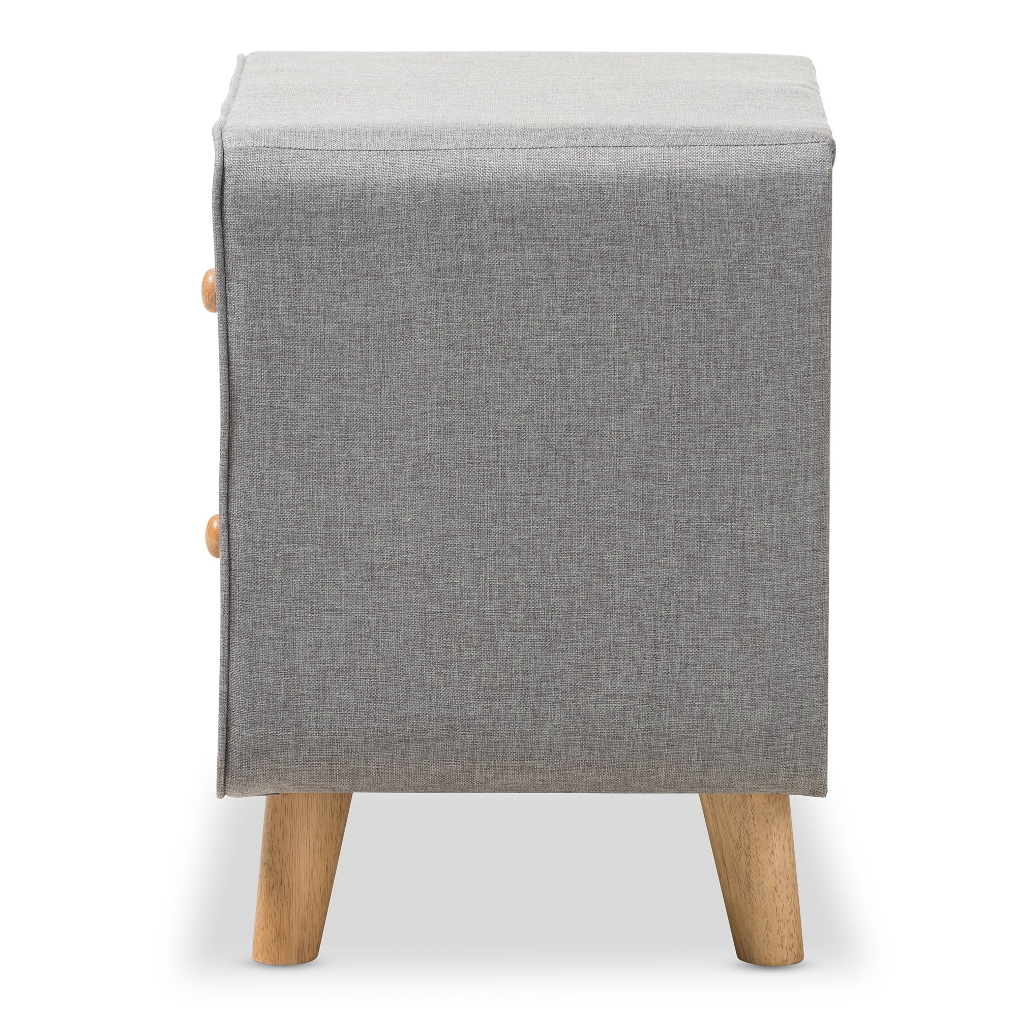 Baxton Studio Jonesy Mid-Century Grey Fabric Upholstered 2-Drawer Nightstand