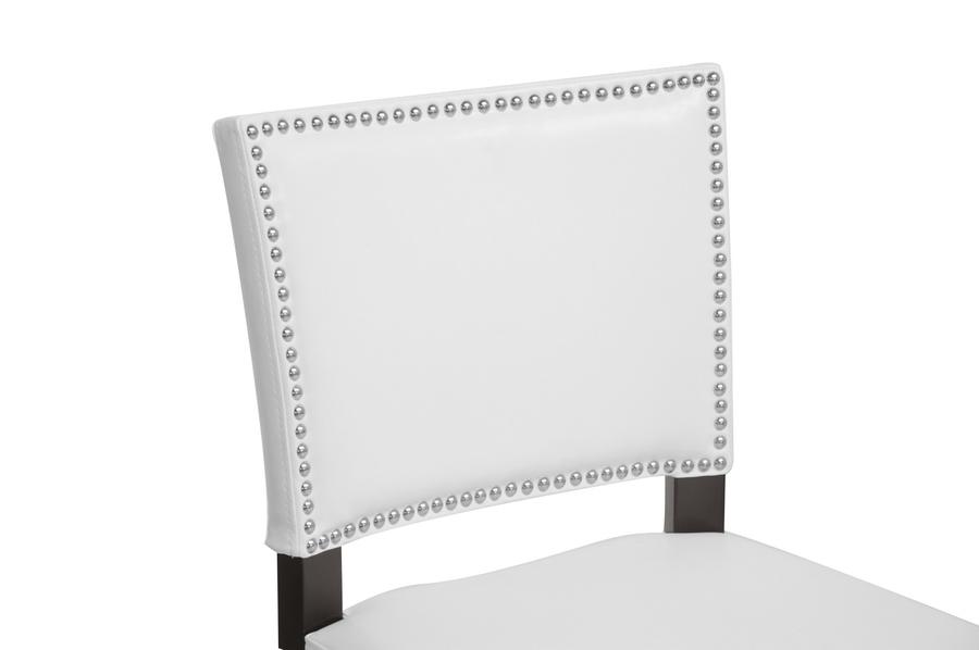 Baxton Studio Aries White Modern Bar Stool with Nail Head Trim (Set of 2)