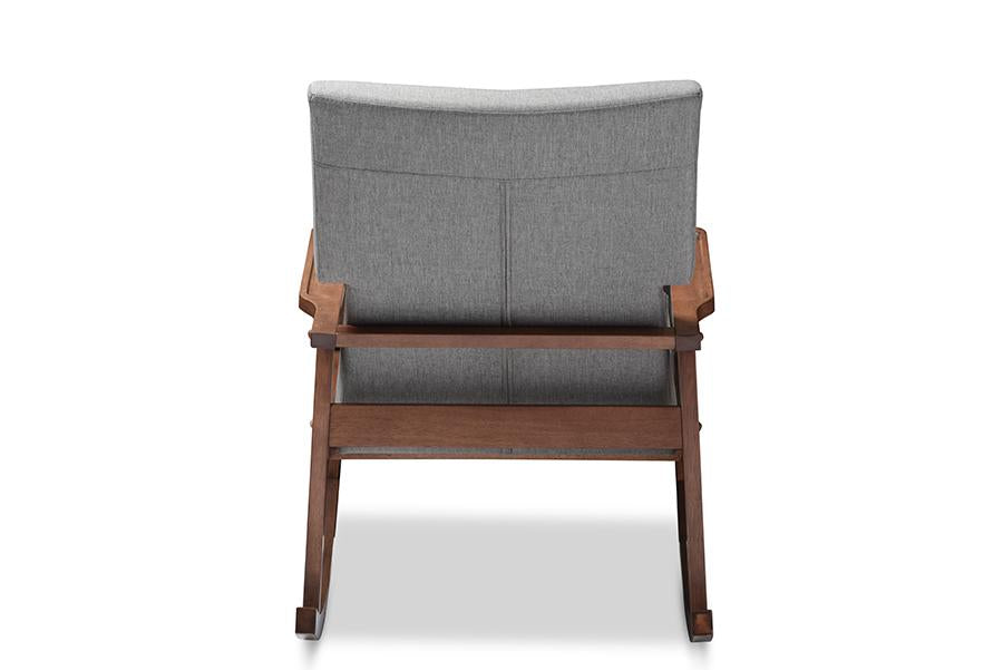 Baxton Studio Agatha Mid-century Modern Grey Fabric Upholstered Button-tufted Rocking Chair