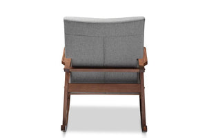 Baxton Studio Agatha Mid-century Modern Grey Fabric Upholstered Button-tufted Rocking Chair