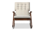 Baxton Studio Agatha Mid-century Modern Light Beige Fabric Upholstered Button-tufted Rocking Chair