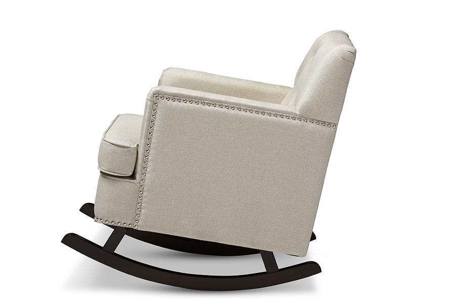 Baxton Studio Bethany Modern and Contemporary Light Beige Fabric Upholstered Button-tufted Rocking Chair