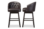 Baxton Studio Avril Modern and Contemporary Brown Faux Leather Tufted Swivel Barstool with Nail heads Trim (Set of 2)