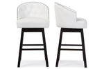 Baxton Studio Avril Modern and Contemporary White Faux Leather Tufted Swivel Barstool with Nail heads Trim (Set of 2)