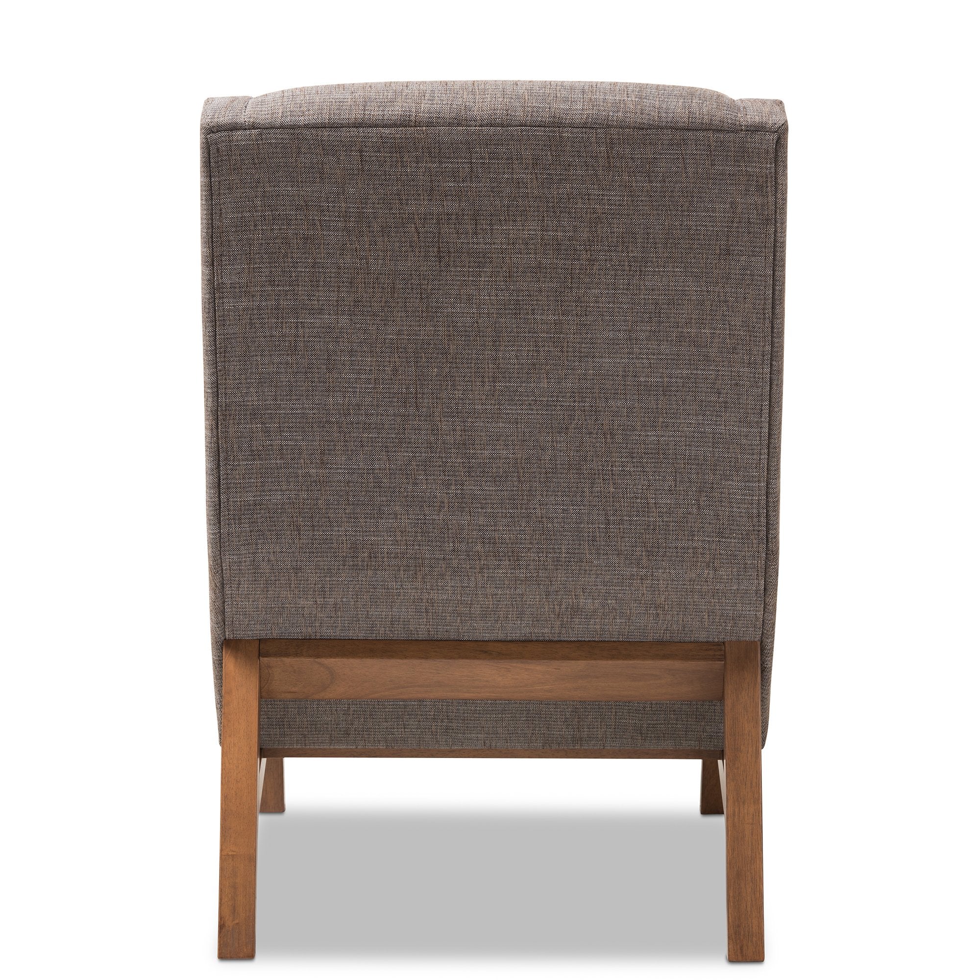 Baxton Studio Aberdeen Mid-Century Modern Walnut Wood Finishing and Gravel Fabric Upholstered Lounge Chair