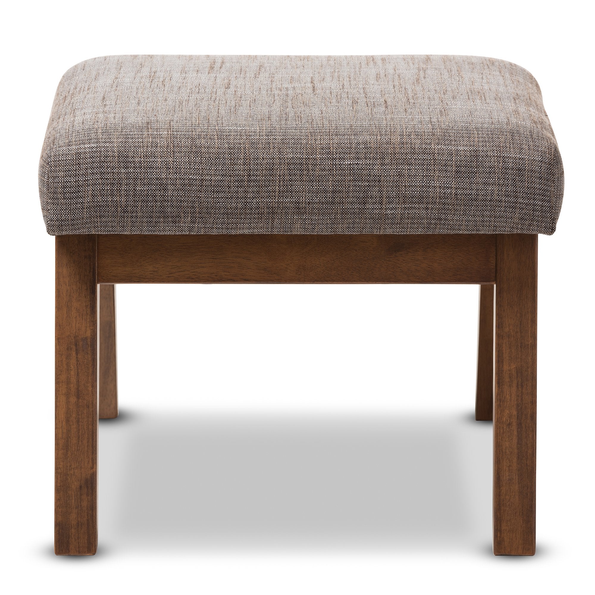 Baxton Studio Aberdeen Mid-Century Modern Walnut Wood Finishing and Gravel Fabric Upholstered Ottoman