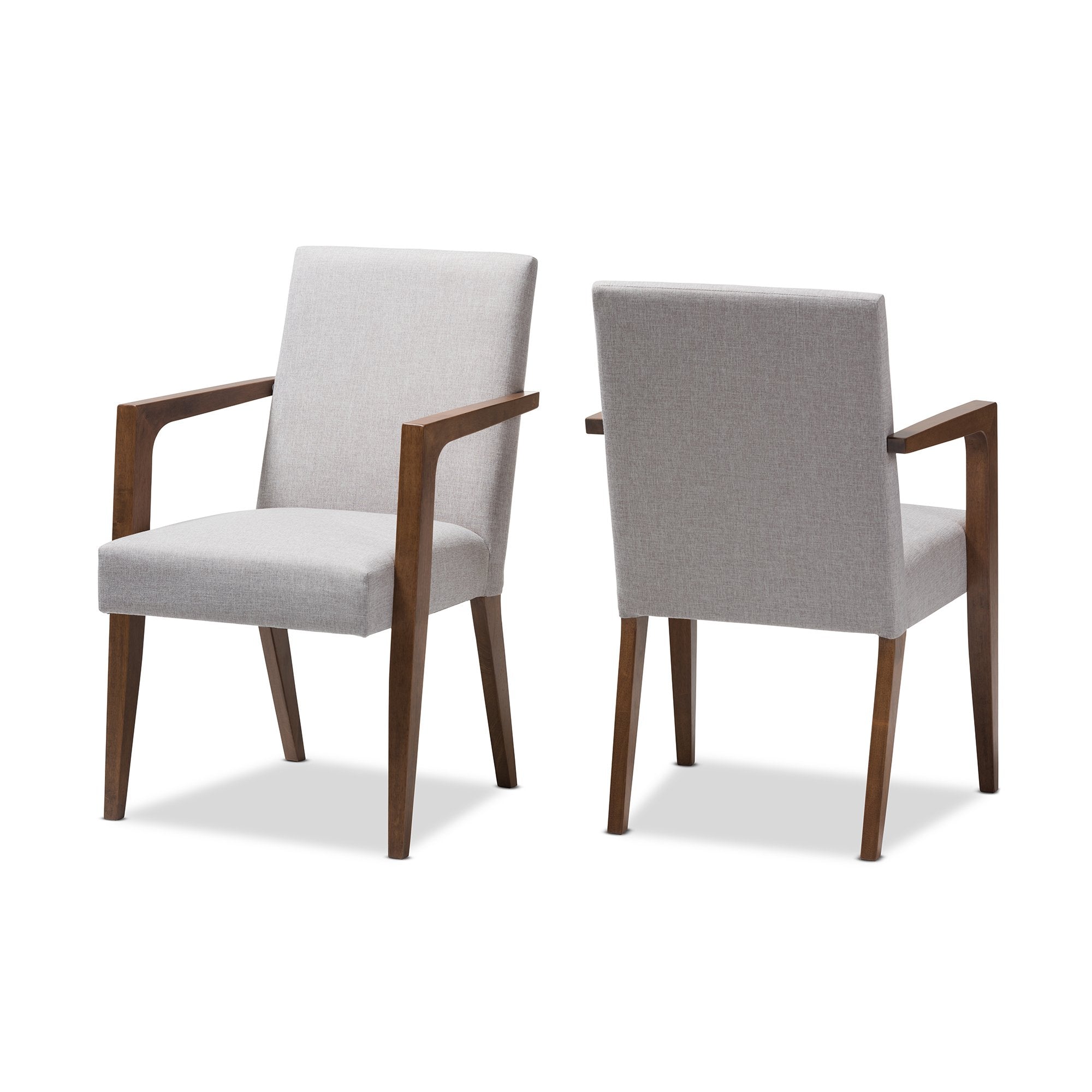 Baxton Studio Andrea Mid-Century Modern Greyish Beige Upholstered Wooden Armchair (Set of 2)