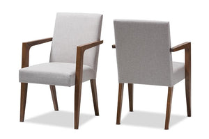 Baxton Studio Andrea Mid-Century Modern Greyish Beige Upholstered Wooden Armchair (Set of 2)