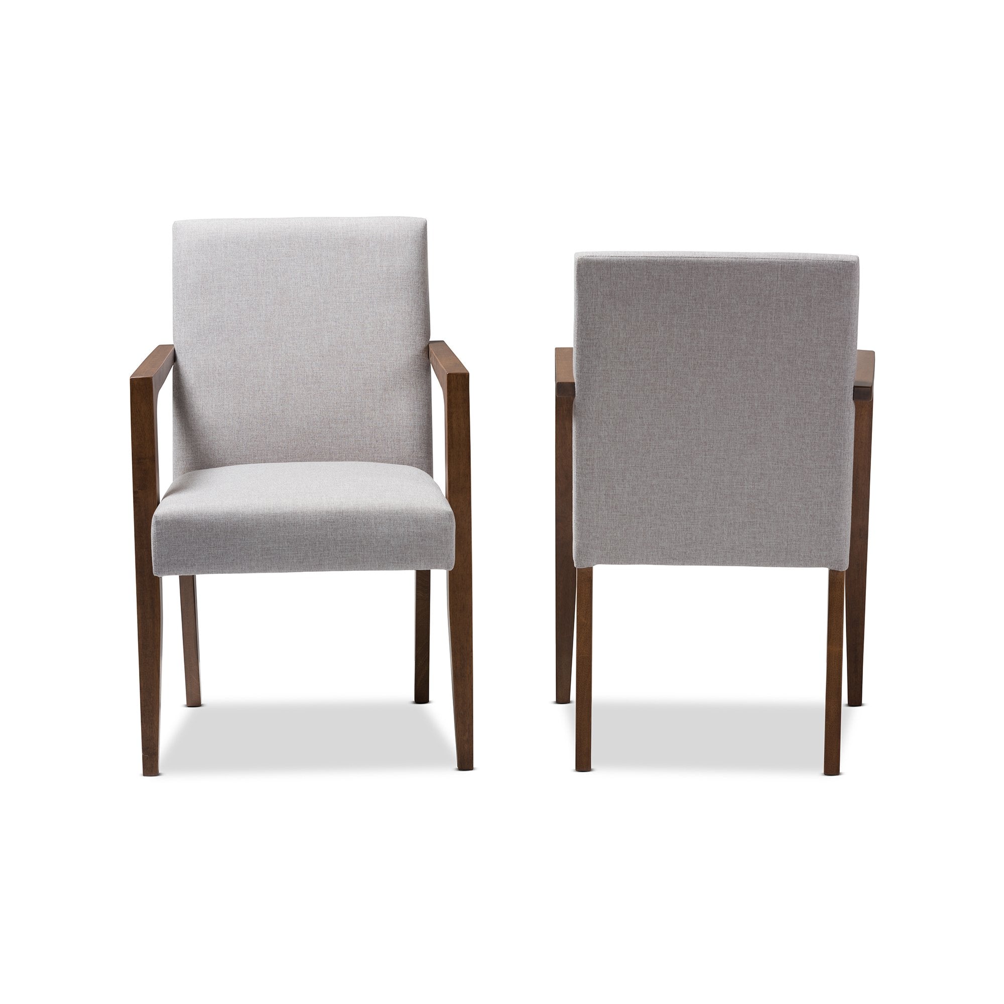 Baxton Studio Andrea Mid-Century Modern Greyish Beige Upholstered Wooden Armchair (Set of 2)