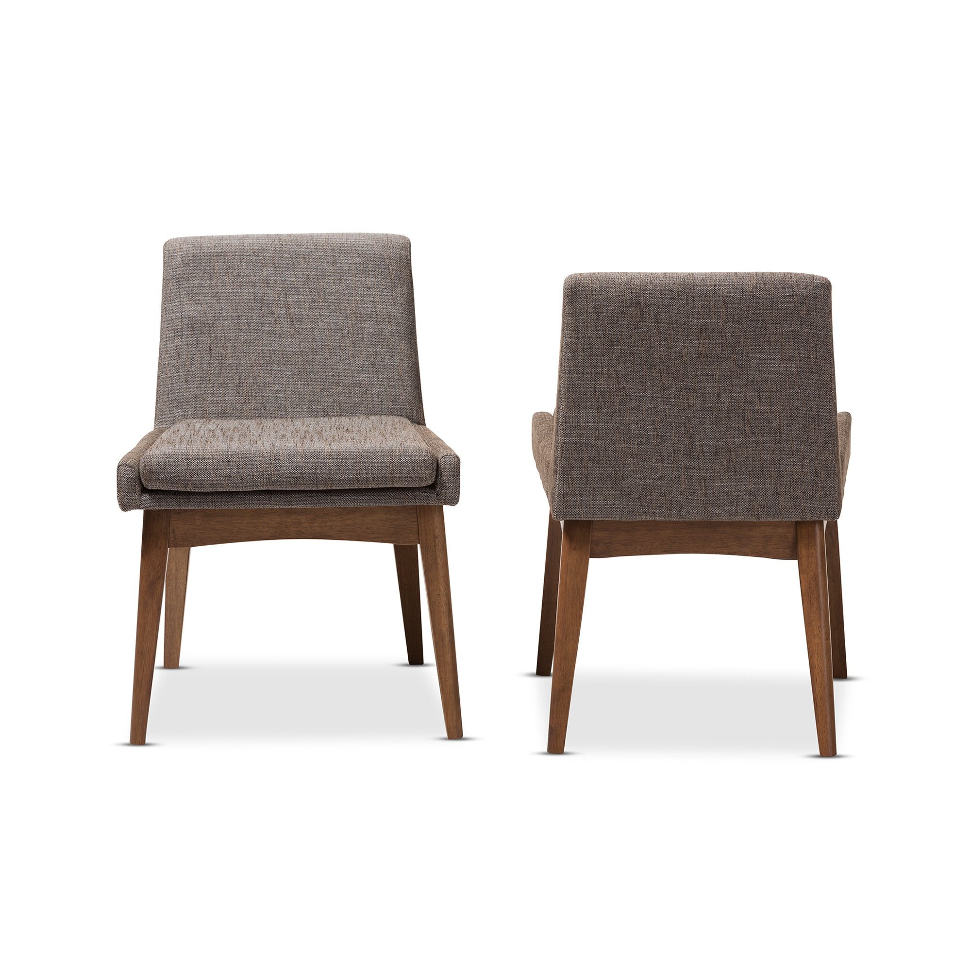 Baxton Studio Nexus Mid-Century Modern Walnut Wood Finishing and Gravel Fabric Upholstered Dining Side Chair (Set of 2)