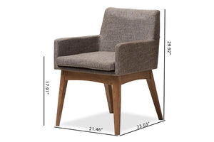 Baxton Studio Nexus Mid-Century Modern Walnut Wood Finishing and Gravel Fabric Upholstered Arm Chair (Set of 2)