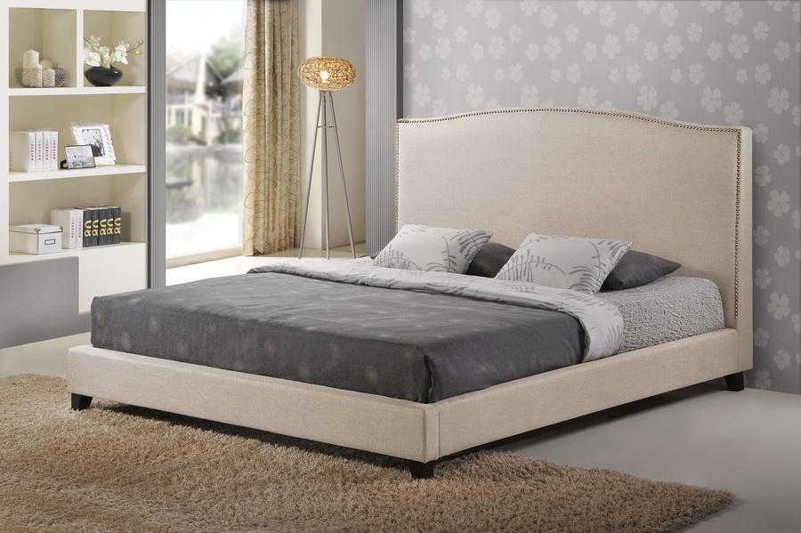 Baxton Studio Aisling Light Beige Fabric Platform Bed – King Size