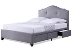 Baxton Studio Armeena Grey Linen Modern Storage Bed with Upholstered Headboard - Queen Size