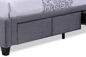 Baxton Studio Armeena Grey Linen Modern Storage Bed with Upholstered Headboard - King Size