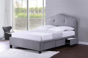 Baxton Studio Armeena Grey Linen Modern Storage Bed with Upholstered Headboard - Queen Size