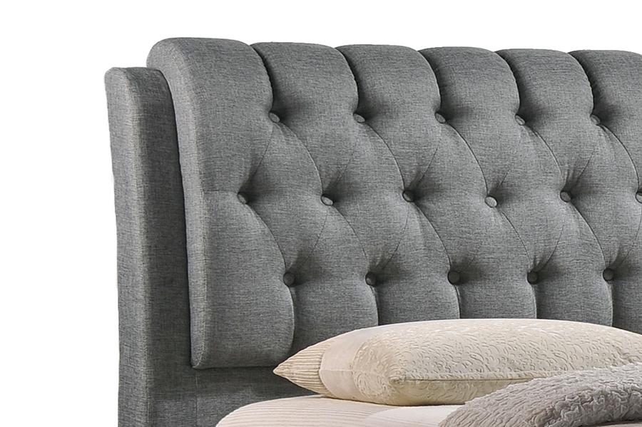 Baxton Studio Ainge Contemporary Button-Tufted Grey Fabric Upholstered Storage King-Size Bed with 2-drawer