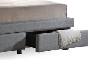 Baxton Studio Ainge Contemporary Button-Tufted Grey Fabric Upholstered Storage King-Size Bed with 2-drawer