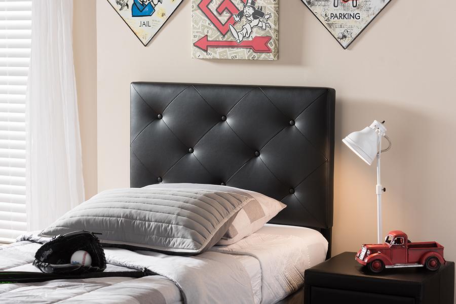 Baxton Studio Baltimore Modern and Contemporary Black Faux Leather Upholstered Twin Size Headboard