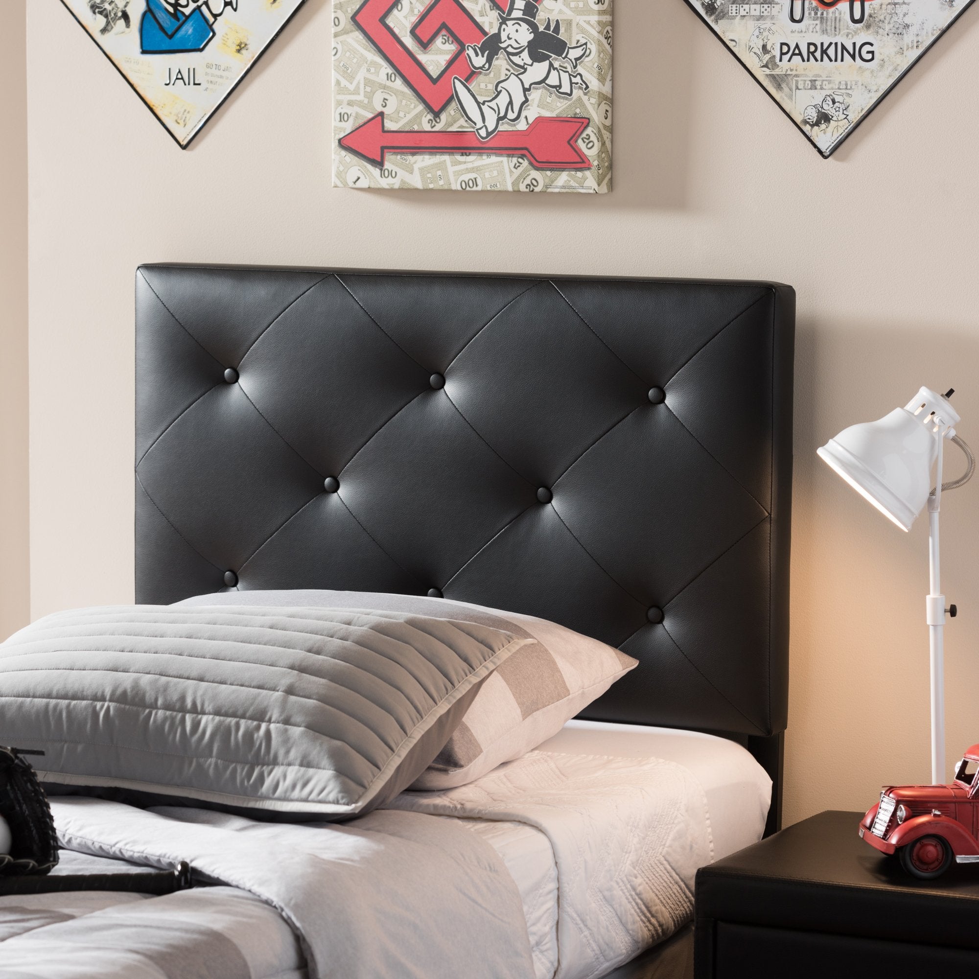 Baxton Studio Baltimore Modern and Contemporary Black Faux Leather Upholstered Twin Size Headboard