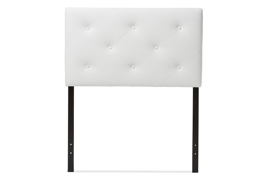 Baxton Studio Baltimore Modern and Contemporary White Faux Leather Upholstered Twin Size Headboard