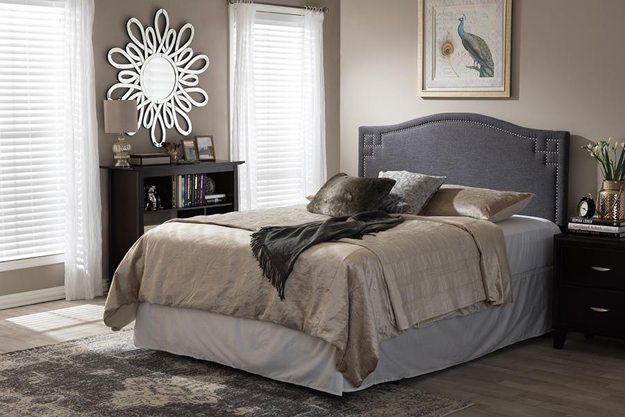 Baxton Studio Aubrey Modern and Contemporary Dark Grey Fabric Upholstered Full Size Headboard