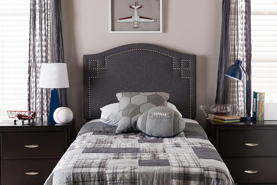 Baxton Studio Aubrey Modern and Contemporary Dark Grey Fabric Upholstered Twin Size Headboard