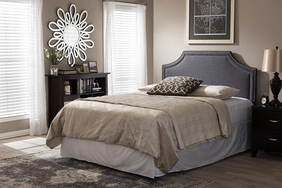 Baxton Studio Avignon Modern and Contemporary Dark Grey Fabric Upholstered Full Size Headboard