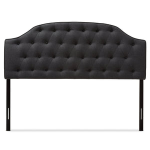 Baxton Studio Windsor Modern and Contemporary Dark Grey Fabric Upholstered Scalloped Buttoned Full Size Headboard