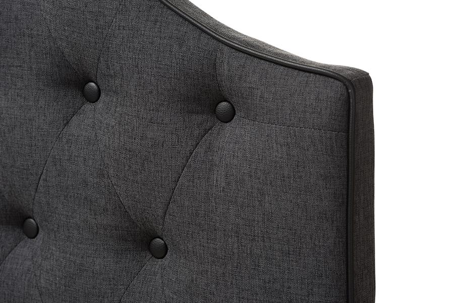 Baxton Studio Windsor Modern and Contemporary Dark Grey Fabric Upholstered Scalloped Buttoned Full Size Headboard