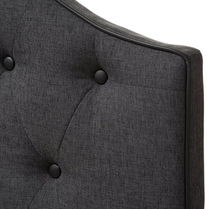 Baxton Studio Windsor Modern and Contemporary Dark Grey Fabric Upholstered Scalloped Buttoned King Size Headboard