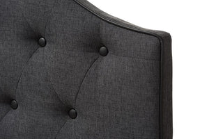 Baxton Studio Windsor Modern and Contemporary Dark Grey Fabric Upholstered Scalloped Buttoned King Size Headboard