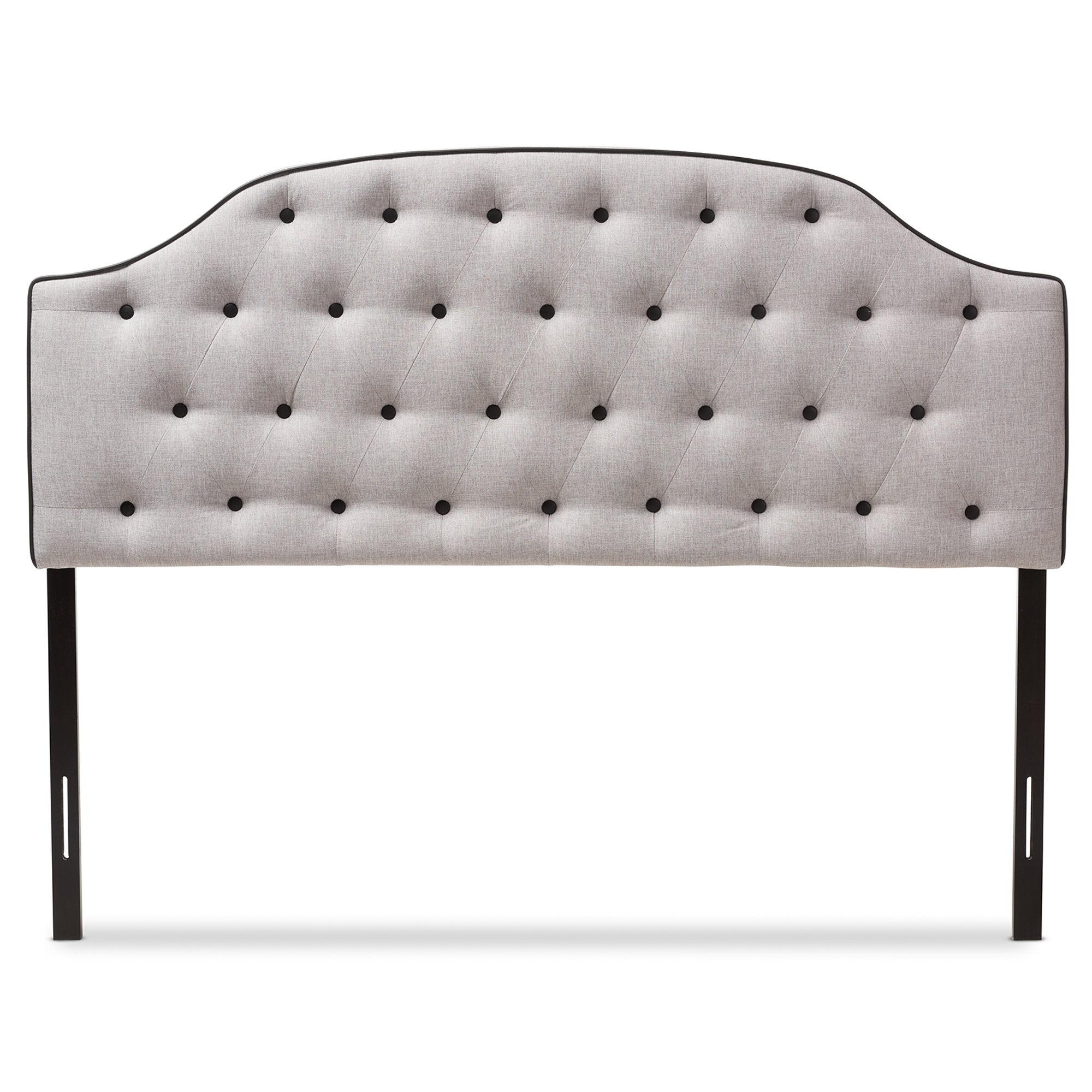 Baxton Studio Windsor Modern and Contemporary Greyish Beige Fabric Upholstered Scalloped Buttoned King Size Headboard