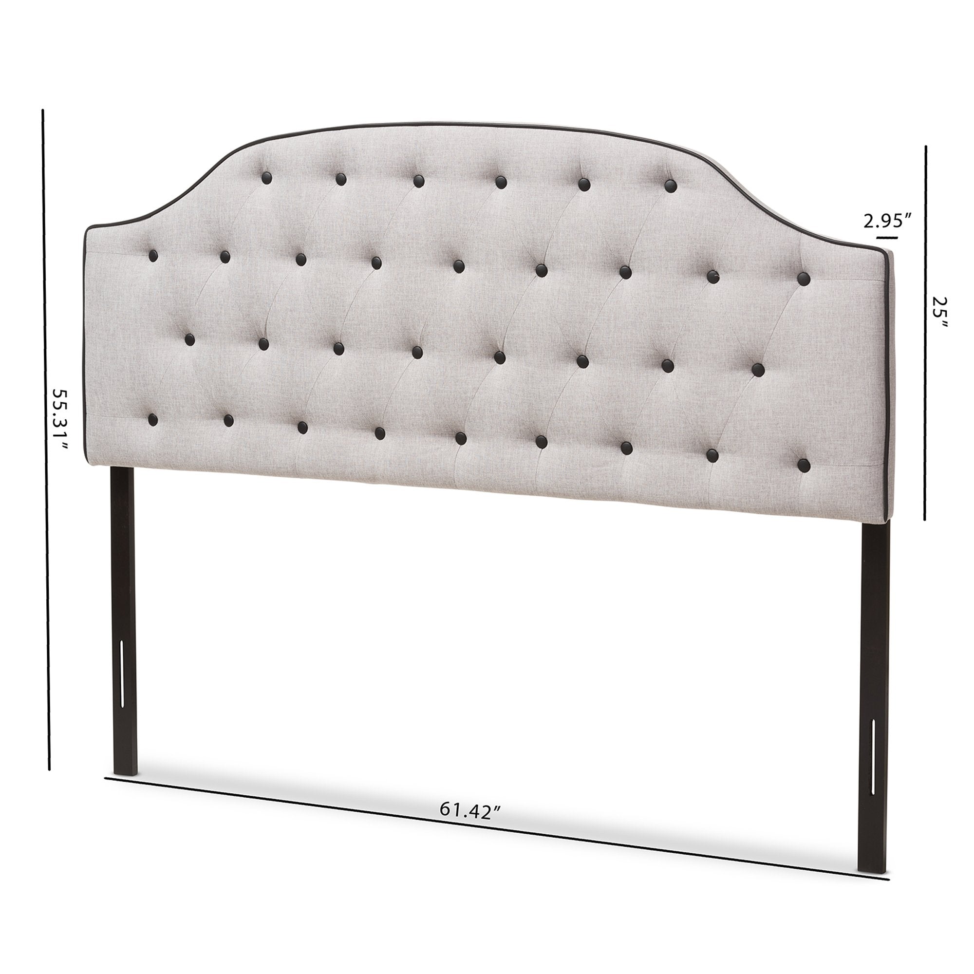 Baxton Studio Windsor Modern and Contemporary Greyish Beige Fabric Upholstered Scalloped Buttoned King Size Headboard