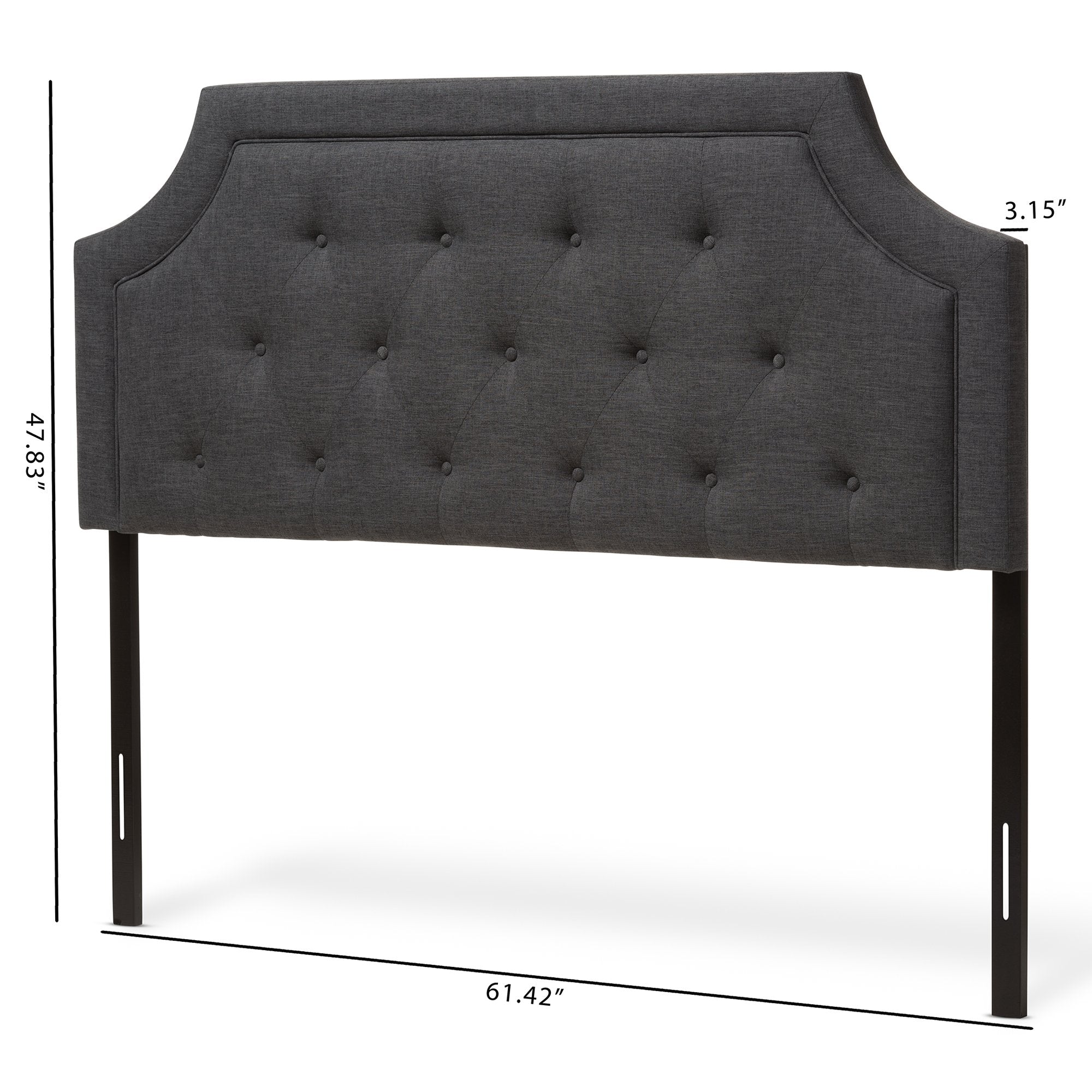 Baxton Studio Mars Modern and Contemporary Dark Grey Fabric Queen Size Headboard