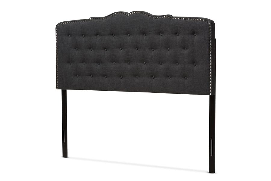 Baxton Studio Lucy Modern and Contemporary Dark Grey Fabric Queen Size Headboard