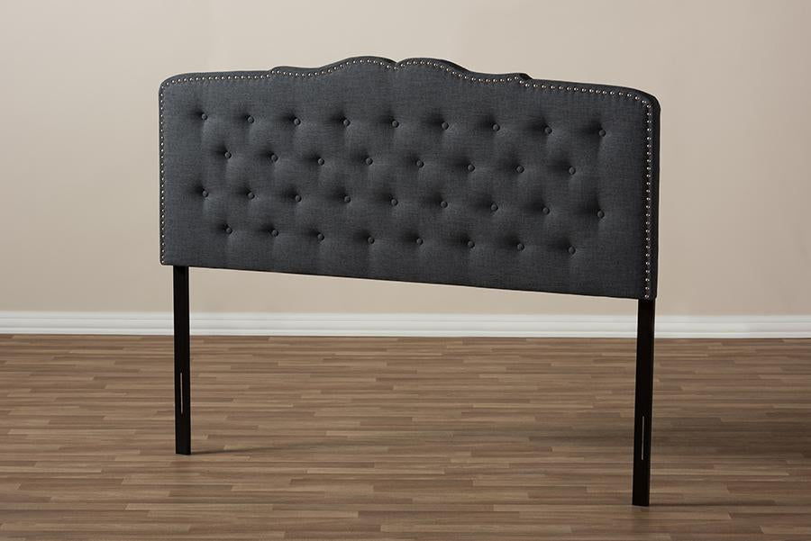 Baxton Studio Lucy Modern and Contemporary Dark Grey Fabric Full Size Headboard