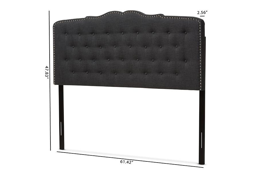 Baxton Studio Lucy Modern and Contemporary Dark Grey Fabric Queen Size Headboard