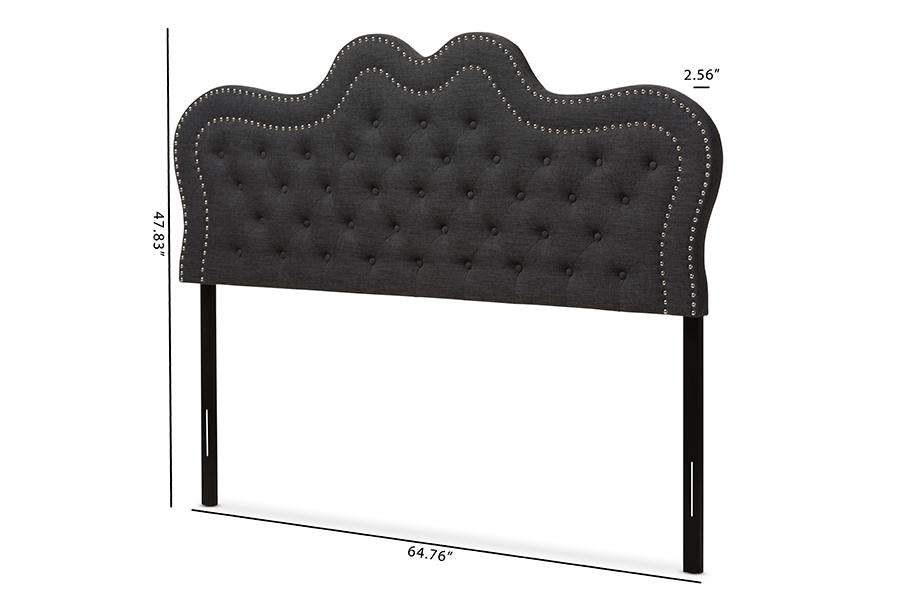 Baxton Studio Ivy Modern and Contemporary Dark Grey Fabric King Size Headboard