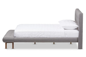 Baxton Studio Reena Modern and Contemporary Grey Fabric Full Size Platform Bed with Built-in Bench