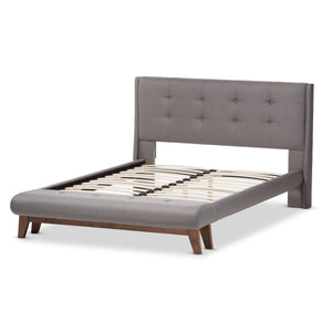 Baxton Studio Reena Modern and Contemporary Grey Fabric Full Size Platform Bed with Built-in Bench