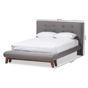 Baxton Studio Reena Modern and Contemporary Grey Fabric Full Size Platform Bed with Built-in Bench