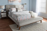 Baxton Studio Reena Modern and Contemporary Light Beige Fabric Full Size Platform Bed with Built-in Bench